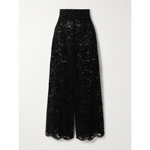 NEW Loretta Caponi Egnazia Corded Lace Pants (Sz M) High Rise Wide Leg Black